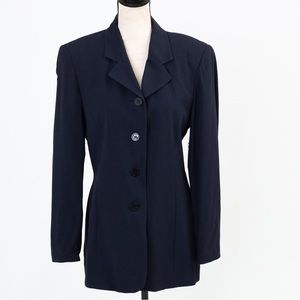 Vintage 90s longer length blazer jacket navy Jacqueline Ferrar 8